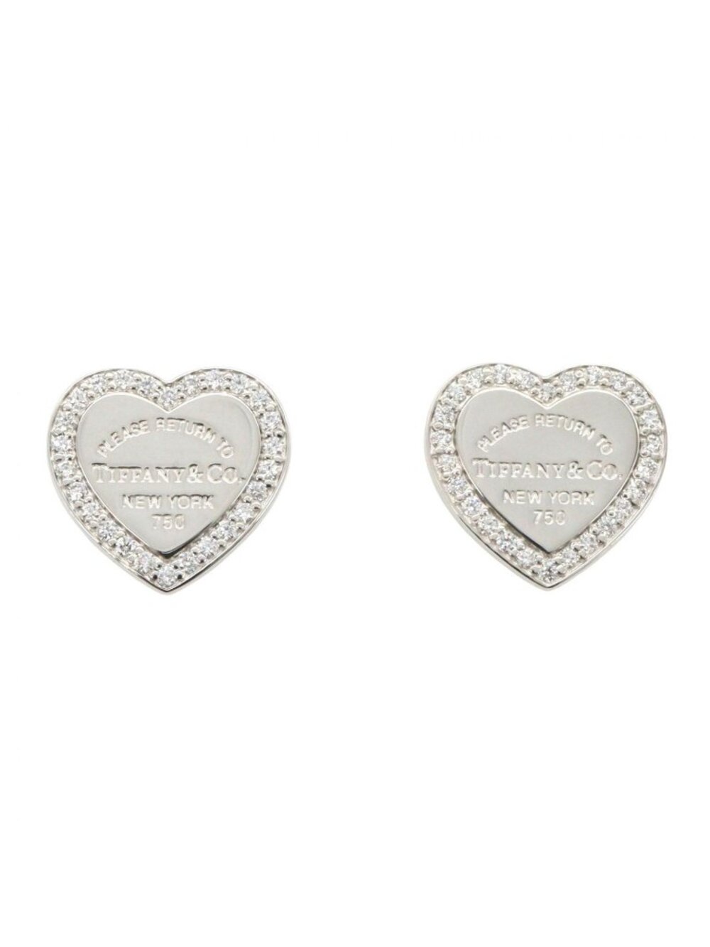 Tiffany & Co Earrings Return to Tiffany Heart Diamond 18k White Gold